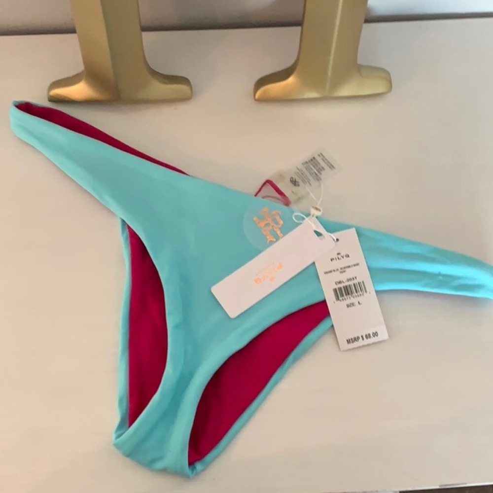 NWT PILYQ Dreamy Blue Reversible Bikini Bottom‎